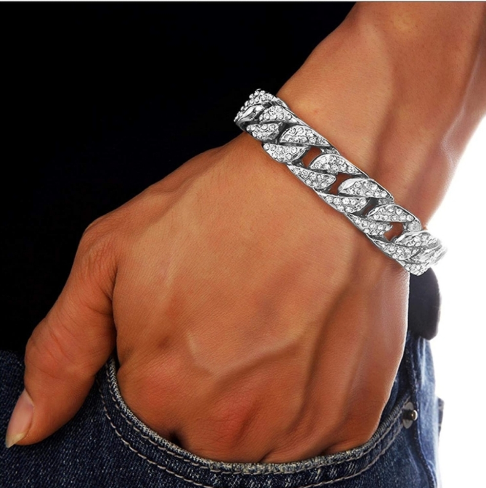 Men's Cuban link chain bracelet hip hop bracelet